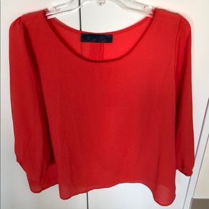 Cropped sleeve button down back shirt